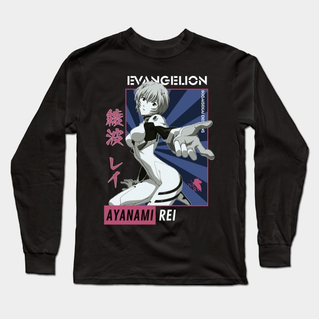 Rei Ayanami Retro Art V2 | IKIGAISEKAI Long Sleeve T-Shirt by IKIGAISEKAI